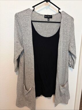 Star Vixen Gray Open-Front Cardigan with Black Tank